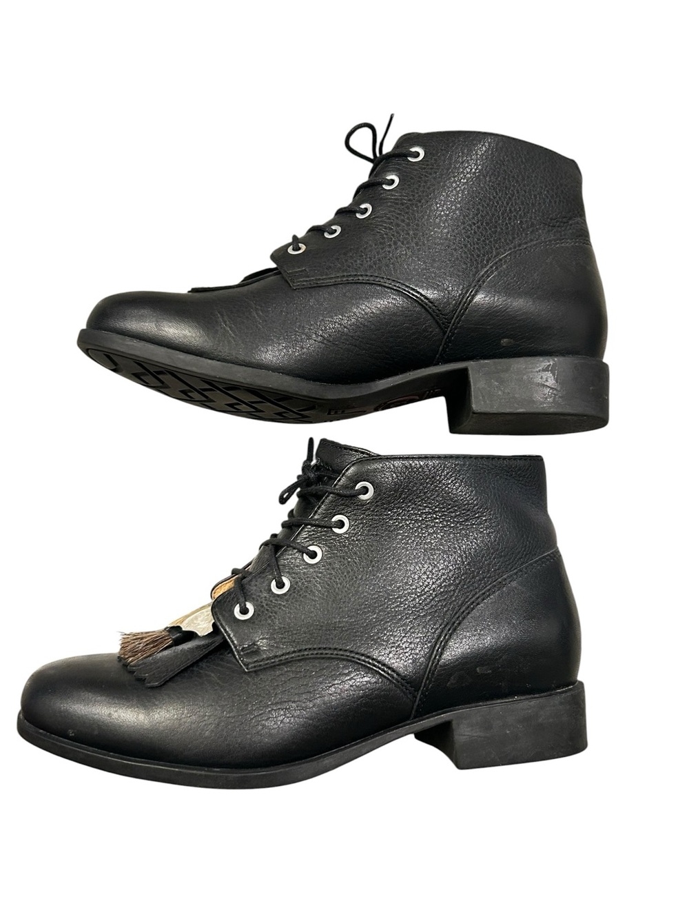 Ariat Jessie Black Leather Lace-Up Ankle Boots Kiltie Tassel Women’s 7B Western - Picture 9 of 12